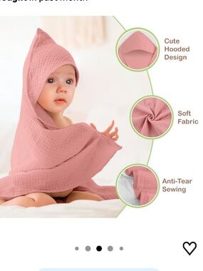 Kids Hooded Muslin Blanket - Rose - Set of 2